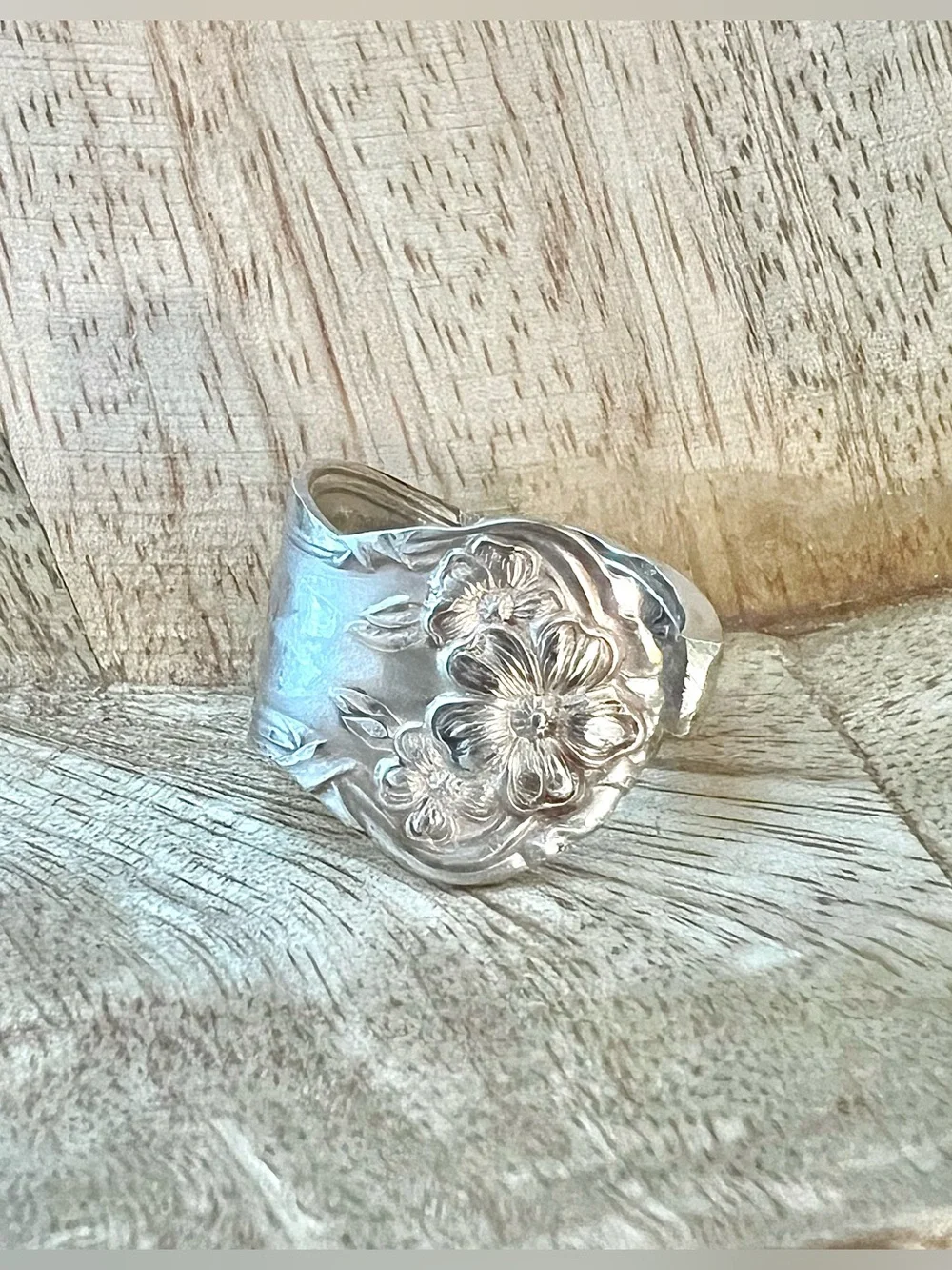 The Blossom Ring Vintage Silverware Spoon Ring Dogwood Flower SZ 7 Newly Made
